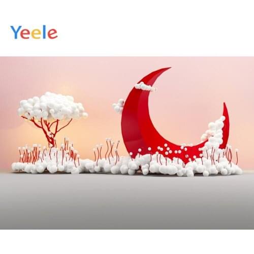 Yeele Red Moon White Cloud Baby Shower Photography Backdrops Newborn Baby Portrait Photo Background Photophone For Photo Studio