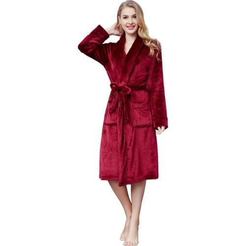 BALDAUREN Fall/Winter Thickening/Lengthening Flannel Solid Color Green Fruit Collar Lapel Women Home Clothes Coral Fleece Robes