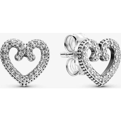 Heart Swirl Stud Earring 925 Sterling Silver Earrings for Women Girl Wedding Jewelry Ear rings Brincos pendientes