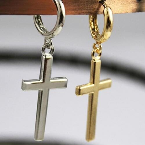 Earrings Exquisite Fadeless Alloy Smooth Surface Cross Shape Women Jewelry for Party Drop Earrings Dangle Earrings Pendant 2021