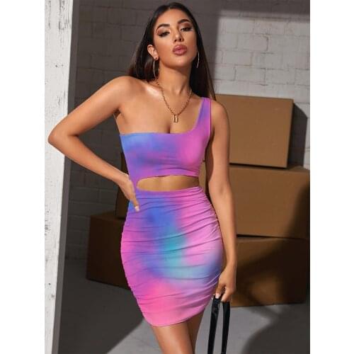Giyu Brand Tie Dye Dress Women Colorful Bodycon Dress Harajuku 3d Print Novel Vestido Sexy Womens Clothing Summer Beach Boho