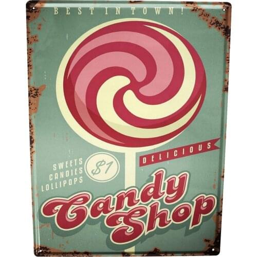 SINCE 2004 Tin Sign Metal Plate Decorative Sign Home Decor Plaques 30 x 40 cm Metal Plate Plaque Retro Candy Shop