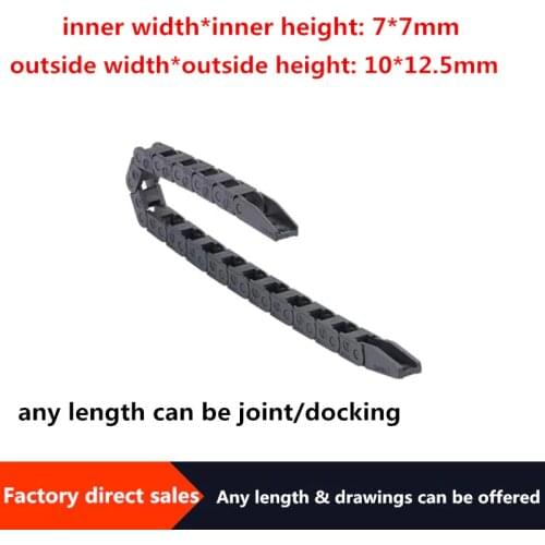 1pc Transmission Chain 7x7 length 1000mm Plastic Towline Nylon Cable Drag Chain Wire Carrier with end connector