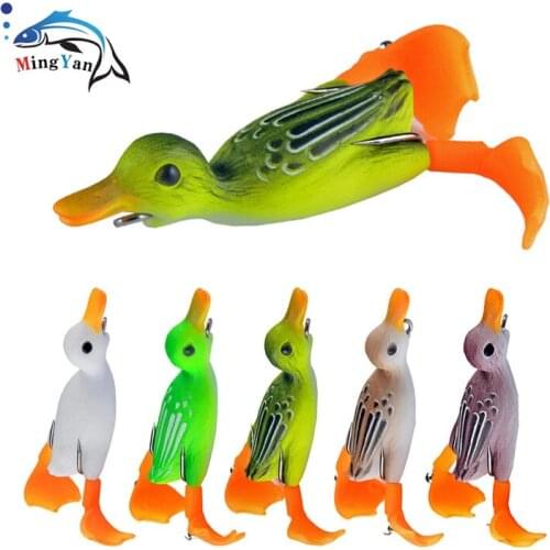 1Pcs Double Propeller Flipper Duck Fishing Lures Ducking Frog Soft Bait 9cm 10g 3D Eyes Artificial Swimbait Day Bass Tackle
