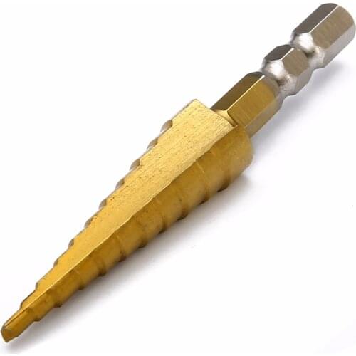 1Pcs HSS Titanium Coated Step Cone Drill Bit 1/4" Hex Shank Drilling Tool For Metal Wod Power Tool 3-13mm