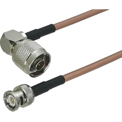 1Pcs RG142 BNC Male Plug to N Male Plug Right angle Connector RF Coaxial Jumper Pigtail Cable 6inch~10M