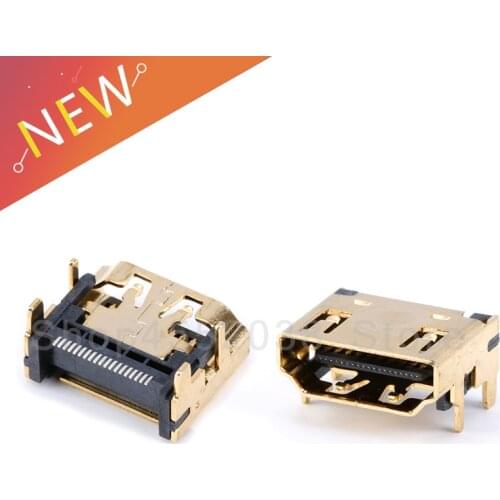 10PCS HDMI-compatible FEMale Jack/socket connector 19PIN 19P right angle smt smd 90 Degree Gold-Plated hd 19 PIN