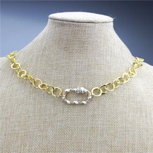 16inch 5pcs/lot New design cz/enamel clasp shape cz necklace,cubic zircon component,popular plated chain necklace cheap wholesal