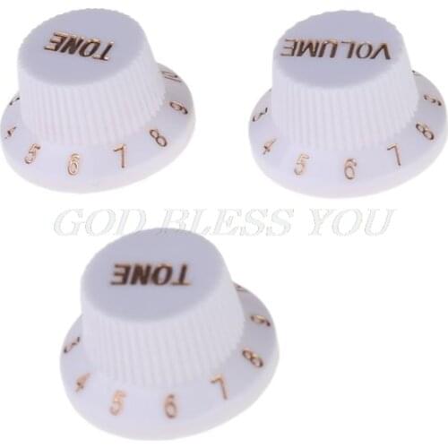 3 Pcs/Lot Guitar Speed Control Knobs 1 Volume 2 Tone for Stratocaster Strat ST SQ Electric Guitar Parts Accessory White
