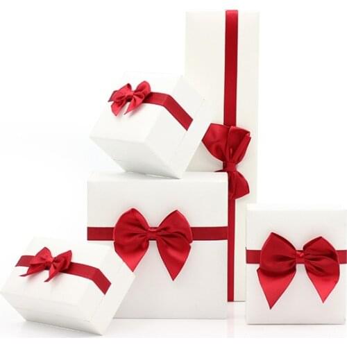 5pcs/lot High Quality Kraft Bow Box Ring Necklace Bracelet Boxes Jewelry Display Case For Wedding Valentines Day Gift