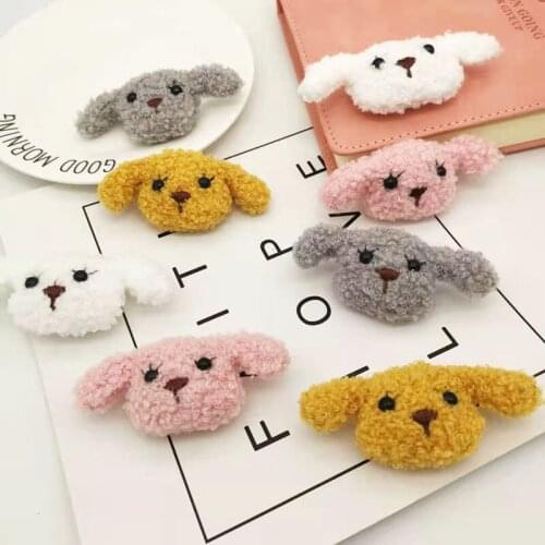 5Pcs Teddy Fluffy Cartoon Puppy Filled Cotton Appliques DIY Craft Supplie Kids Headwear Shoes Sock Cloth Arts Sewing Accessories