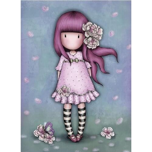 5D DIY Diamond Painting Kits Cartoon Little Girl Doll Full Round AB Drill Embroidery Mosaic Home Decor Art