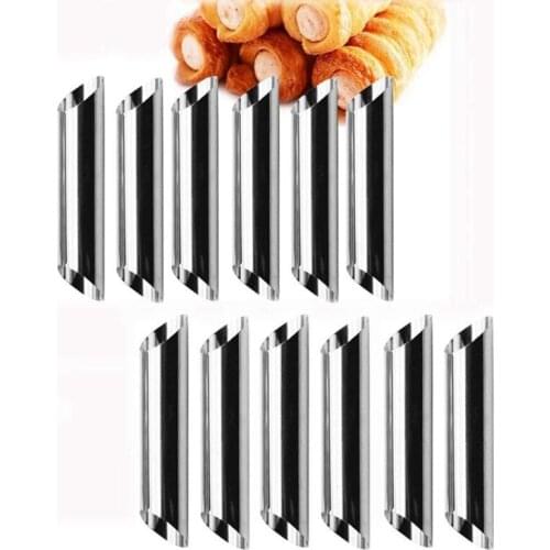 94PF 12 Pcs Cannoli Tubes Stainless Steel Pancake Tube Pastry Baking Mold Free Standing Pastry Cone Shaper Anniversary