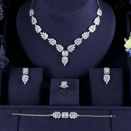 Accking Luxury 4pcs Necklace earring set Bridal Jewelry Sets For Women Wedding Party Accessories African Design