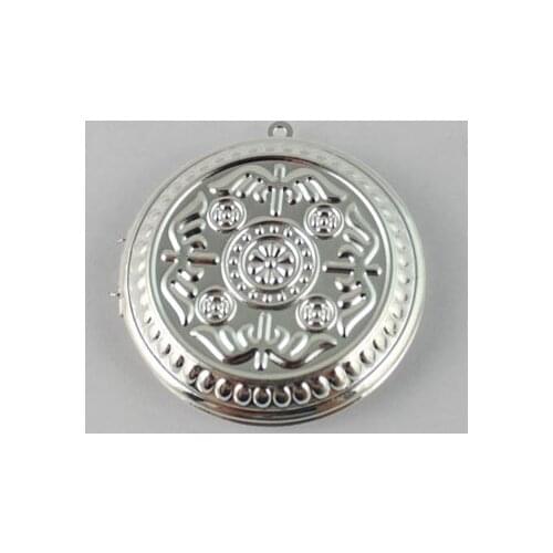 FREE SHIPPING 60PCS Silver Color Plate Wing Round Locket Pendant 44mm #20396