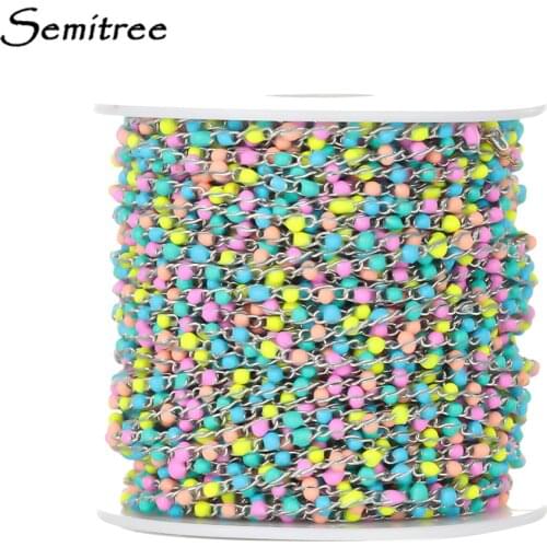 Semitree 2 Meters Stainless Steel Enamel Handmade Chains for DIY Necklace Making Jewelry Findings Handmade Crafted Accessories