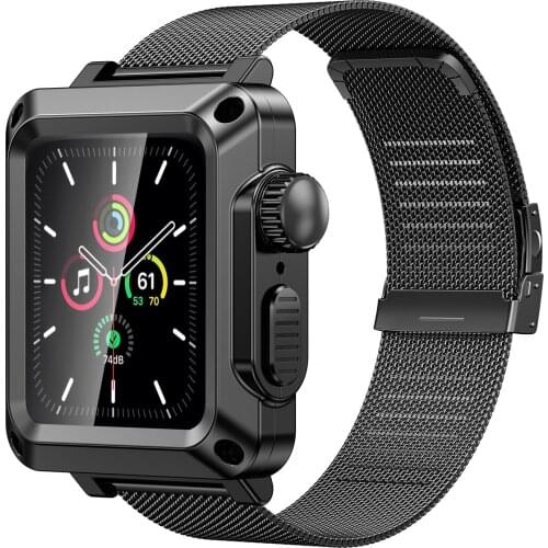 Case for Apple Watch 44mm 42mm 40mm 38mm Mlianese Strap Glass Film Cover for iwatch iwatch Series 6 SE 5 4 3 2 Band Accessories