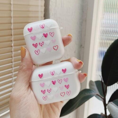 Jane Love Pink Hearts Earphone Cases For Airpods 2 1 Case Matte Clear Soft Ultra thin Headphone Cover For Airpods Pro 3 Coque