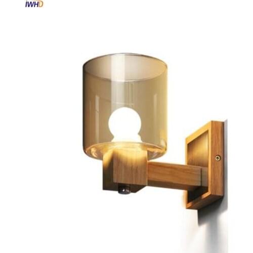 Wooden Nordic Wall Lights LED Simple Wandlamp Creative Japan Style Wall Lamp Mirror Light Bedroom Light For Home Decoration