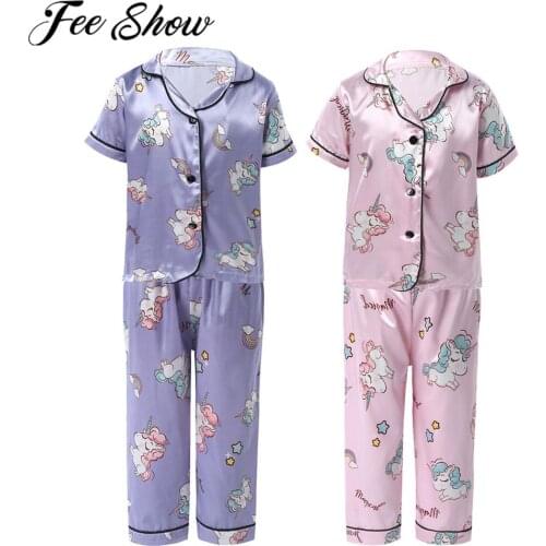 Children Pajamas Set Toddler Girls Boys Sleepwear Nightwear Short Sleeve Cartoon Kids Homewear Suit Summer Casual Sleep Clothes