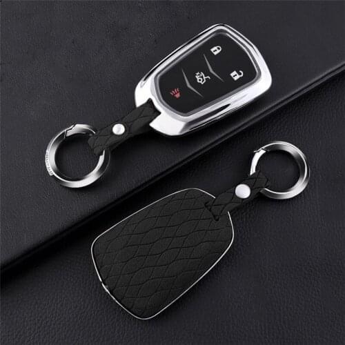 For Cadillac ATS ATS-L CT6 CTS DTS XT5 Escalade ESV SRX XTS BLS 28TAutoAccessories Durable Suede Leather car key case Full cover