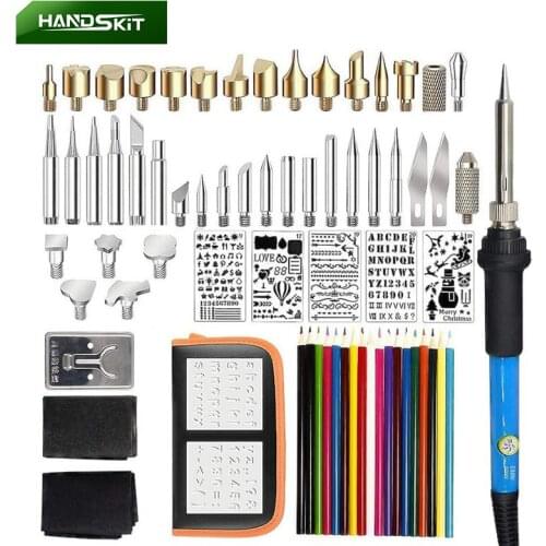 60W Carving Pyrography Pen Kit Adjustable Temperature Soldering Iron Wood Burning Kit 110V 220V Welding Repair Tools