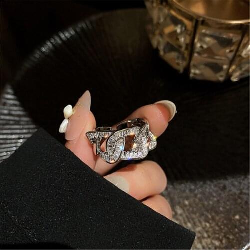FYUAN Good Zircon Geometric Rings for Women Bijoux Adjustable Crystal Rings Weddings Party Jewelry