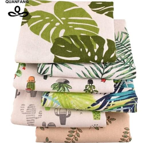 6Pcs/Lot Printed Cotton Linen Fabric For Patchwork Quilting Sewing DIY Cloth Tissue Curtain Bag Cushion 25cmx45cm/Piece
