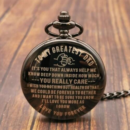 TO MY DAD Quartz Pocket Watch Men Retro Pendant Necklace Antique Pocket Watch With Chain Dad Best Christmas Gifts