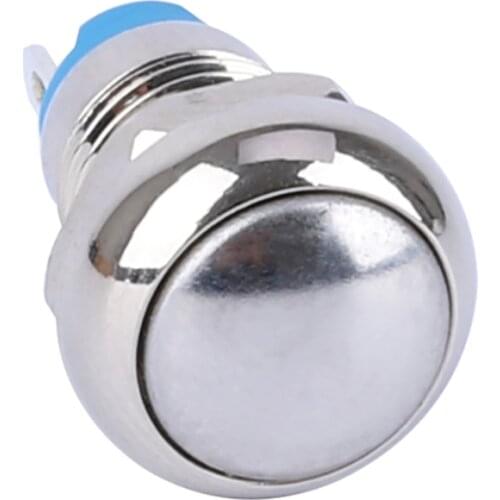 8mm Mini Push Button 2Pins 1NO Normal Open Brass Nickel Metal Ring LED 12V Switch