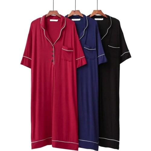 Fashion Homewear Clothes New Modal Cotton Nightgowns Women Lapel Night Shirt Loose Sleepwear Dress Female Nightwear Nightdress