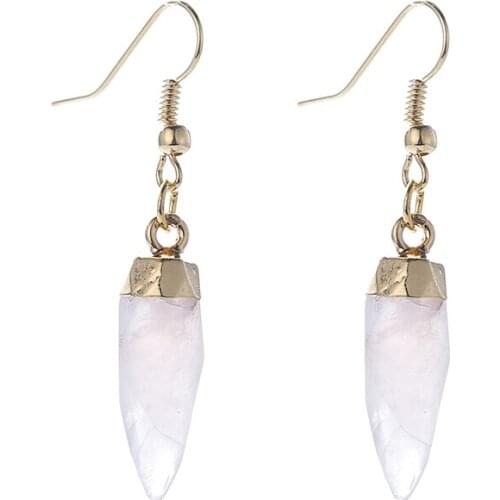 MOODPC Fashion Natual Pink Semi Precious Energy Stone Earring