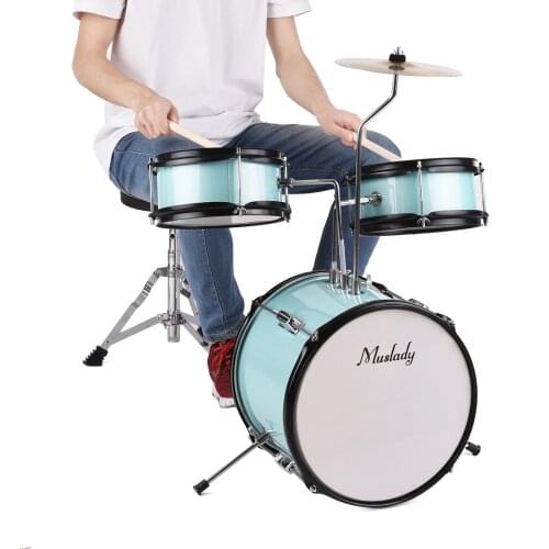 Muslady Drum Set 12 inch 3-PC Kids Drums with Adjustable Throne Cymbal Pedal Drumsticks Musical Educational Instrument for Kids