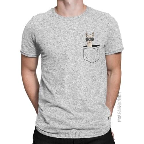 Mens T-Shirt Hipster Alpaca With Sunglasses Pocket Cool 100% Cotton Tee Shirt Classic T Shirt Round Neck Clothing Unique
