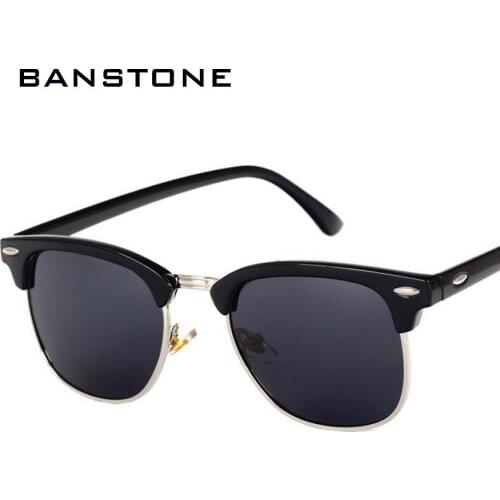 BANSTONE Classic Half Metal Polarized Sunglasses Men Women Glasses Mirror Sun Glasses Fashion Gafas Oculos De Sol