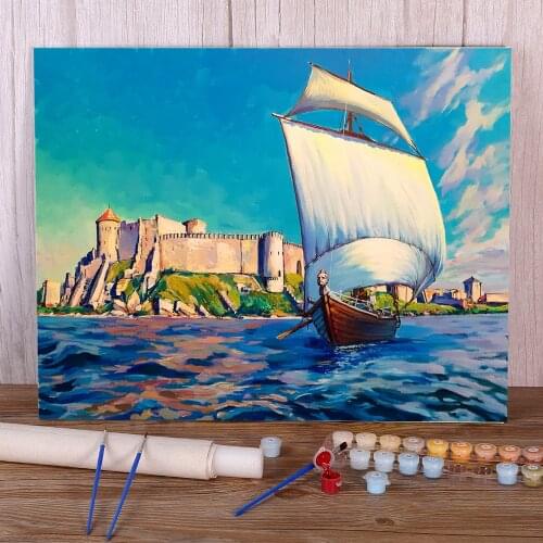 Landscape Cossack Ship Coloring By Numbers Painting Complete Kit Acrylic Paints 50*70 Paiting By Numbers Loft Wholesale