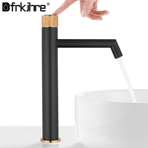 Bathroom Basin Sink Water Tap Push Button Single Lever Single Faucet Mixer Hole Deck Mounted Basin Bathroom Hot Cold Mixer Tap