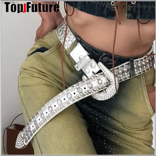 Fashion Luxury Strap Diamond Belt Gothic Lolita Cosplay Harajuku Punk belts Hip Pop Women Men Crystal Bling Bling belt waistband