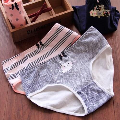 Cute Cartoon Breathable Underwear for Women Cotton Panties Girls Briefs Ladies Underwear Lingerie Panty Female Underpants E0077