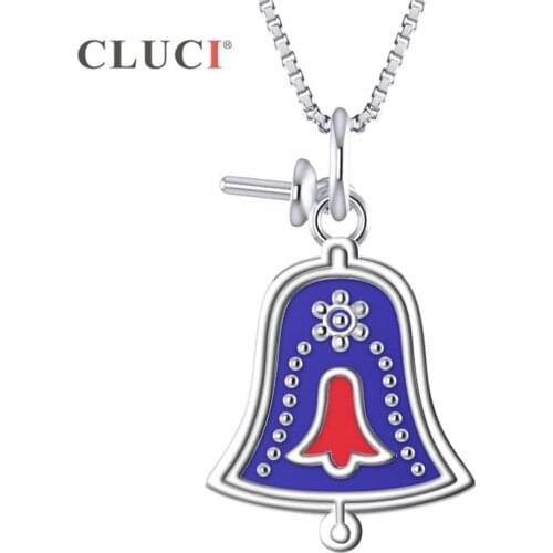 CLUCI Blue Silver 925 Cute Bell Pendant for Women Christmas Gift Jewelry Sterling Silver Bell Charms Pendant SP369SB