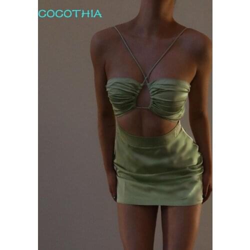 COCOTHIA Sexy Spaghetti Straps Wrapping Chest Mini Dress Ladys Temmperament Commuter Elegant Skinny Club Party Vestidos Summer