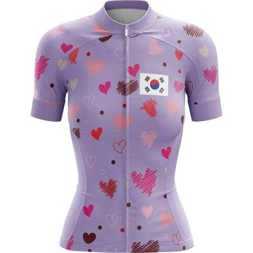 HIRBGOD Light Purple Cycling Jersey Women Youthful Cute Heart-Shaped Riding Clothes Short-Sleeved Bike Shirt for Korea,TYZ641-01