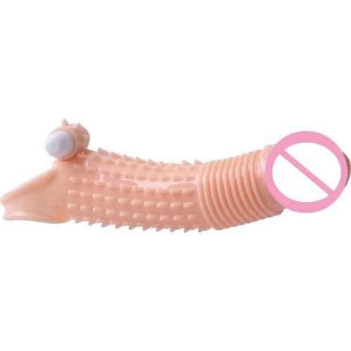 Triple Vibrator extender Penis sleeve,Man Reusable Dot cock ring sheath ball loop clit massage delay condom sex toys for dildo