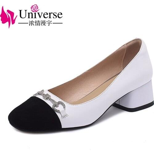 Universe K055 New Arrival 2020 Comfortable Ladies Pumps Genuine Leather Suede Dress Shoes Women