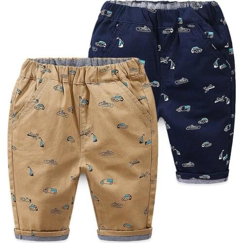 Cropped Trousers 2021 Hot Summer Fashion 2-6 8 10 Years Cotton Sports Cartoon Car Print Kids Baby Boy 7 Capris Calf-length Pants