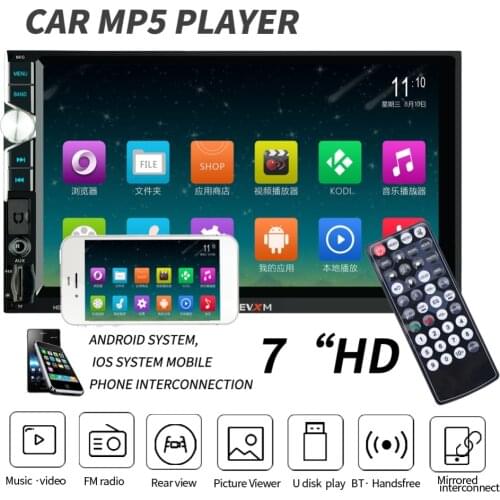 7" 2 Din Universal MP5 Player HD Digital Display Bluetooth Multimedia Video USB AUX MP4 Music With Camera HE-999