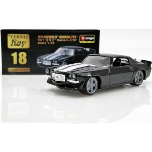 1:64 Scale Bburago Eternal Classics Chevrolet Camaro Z/28 1971 Silver Boy Toys DieCast Car