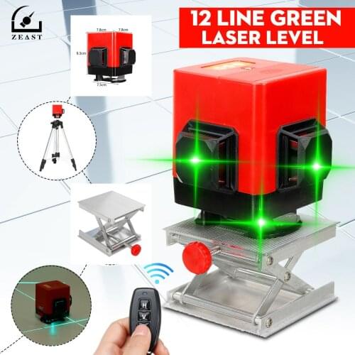 ZEAST 12 Lines Laser Level Green Light Self-Leveling 360 Horizontal&Vertical Lines Floor Tile Laser Level Wireless With Remote
