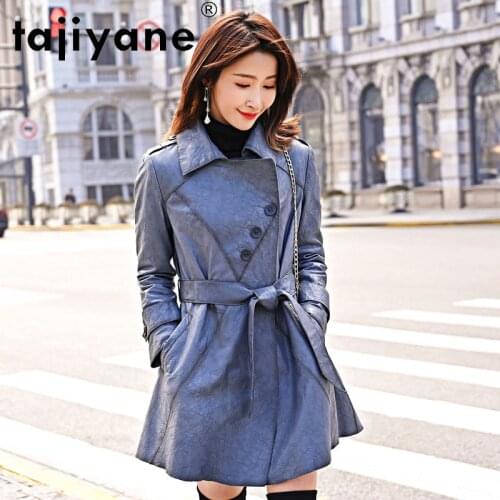 Tajiyane 2020 Womens Jacket Made of Genuine Leather Autumn Woman Natural Sheepskin Jackets Female Long Cloth Femme Veste TN415