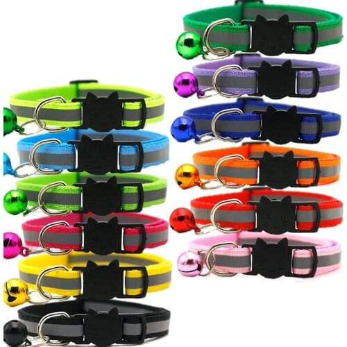 12 Pcs Reflective Cat Collars Quick Release Safety Buckle with Bell Adjustable 19-32cm (12 Colors)